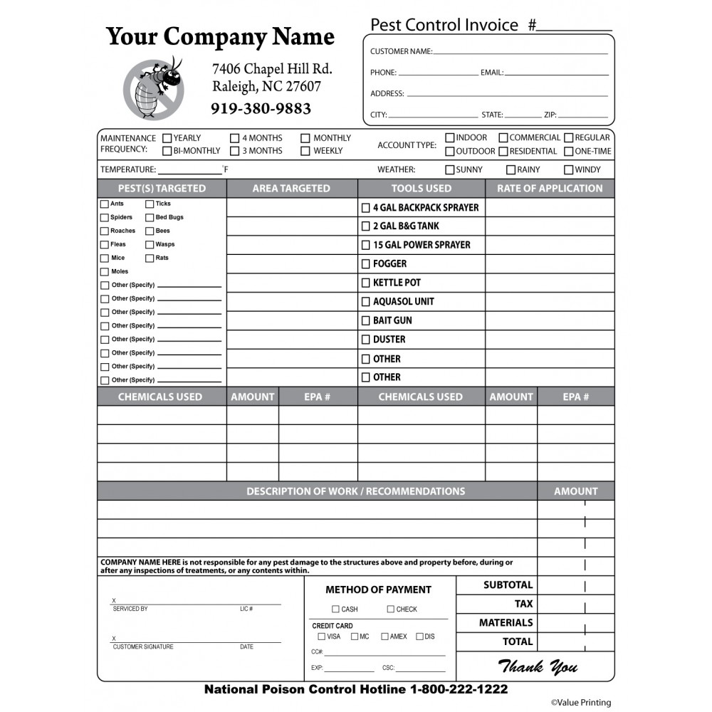 PEST1010 Pest Control Invoice