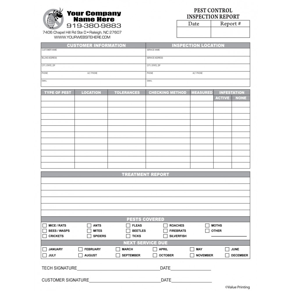 PEST-22 Pest Control Inspection Report For Pest Control Report Template