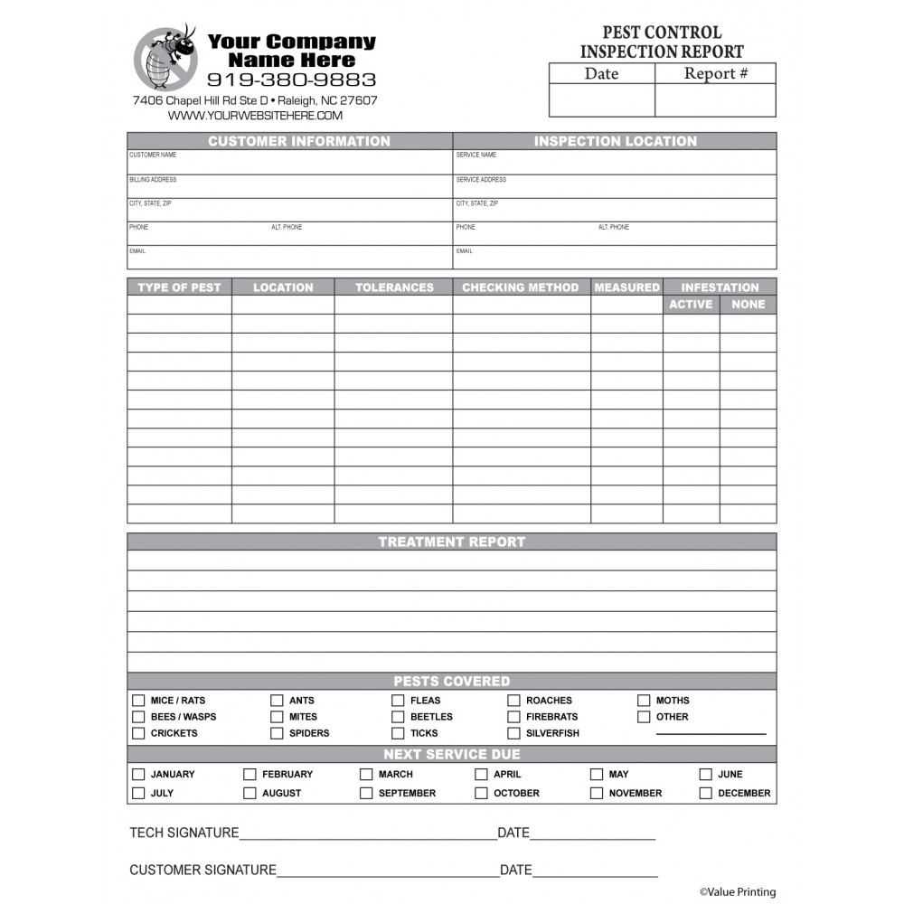 PEST-2 Pest Control Inspection Report  HVAC Sticker Within Pest Control Inspection Report Template