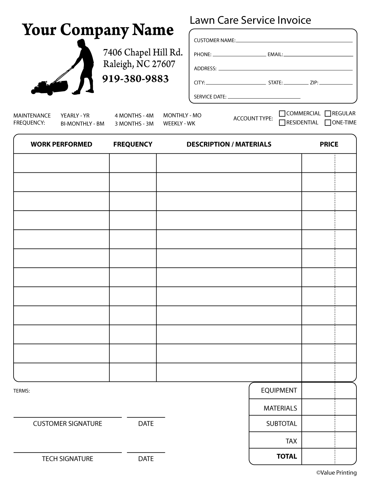 pest 1009 lawn care invoice